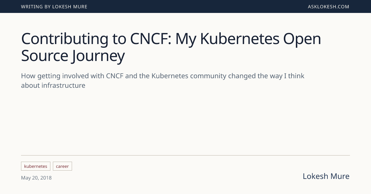 Contributing to CNCF: My Kubernetes Open Source Journey | AskLokesh