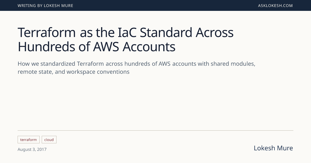 Terraform as the IaC Standard Across Hundreds of AWS Accounts | AskLokesh